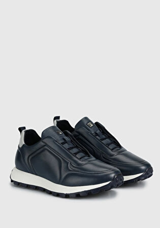 Lacivert Deri Erkek Sneaker
