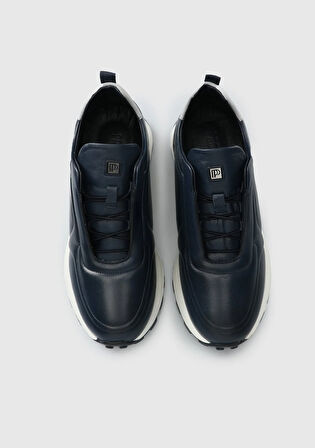 Lacivert Deri Erkek Sneaker