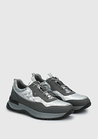 Gri Deri Erkek Sneaker