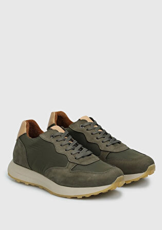 Haki Deri Erkek Sneaker