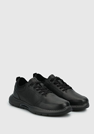 Siyah Deri Erkek Sneaker