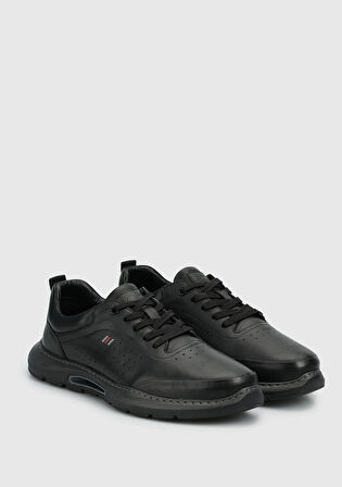 Siyah Deri Erkek Sneaker