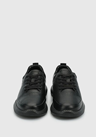 Siyah Deri Erkek Sneaker