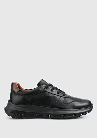 Siyah Deri Erkek Sneaker