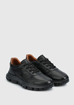 Siyah Deri Erkek Sneaker