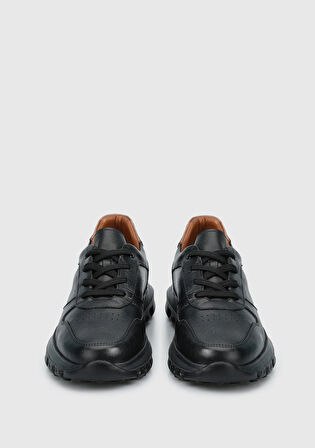 Siyah Deri Erkek Sneaker