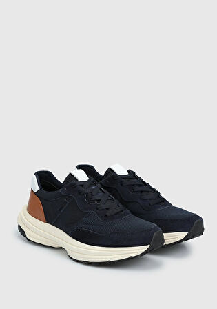Lacivert Deri Erkek Sneaker