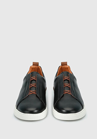 Siyah Deri Erkek Sneaker