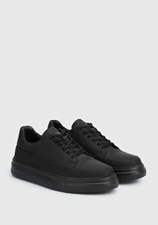Siyah Deri Erkek Sneaker
