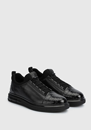 Siyah Deri Erkek Sneaker