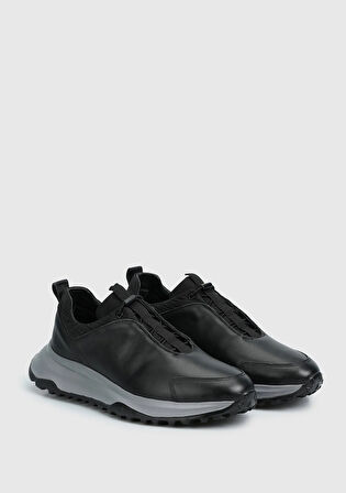 Siyah Deri Erkek Sneaker