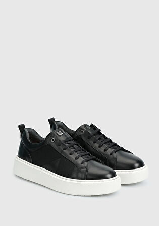 Siyah Deri Erkek Sneaker