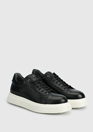 Siyah Deri Erkek Sneaker