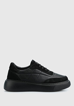 Siyah Deri Kadın Sneaker