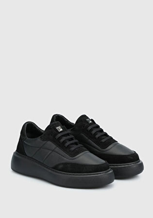 Siyah Deri Kadın Sneaker