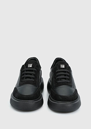 Siyah Deri Kadın Sneaker