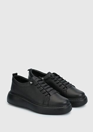 Siyah Deri Kadın Sneaker