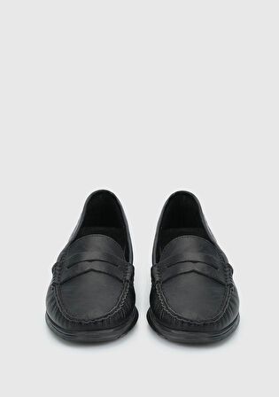 Siyah Deri Kadın Ayakkabı