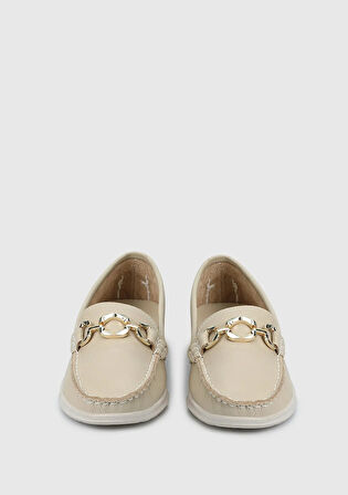 Bej Deri Kadın Ayakkabı