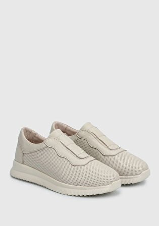 Bej Deri Kadın Ayakkabı