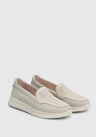 Bej Deri Kadın Ayakkabı