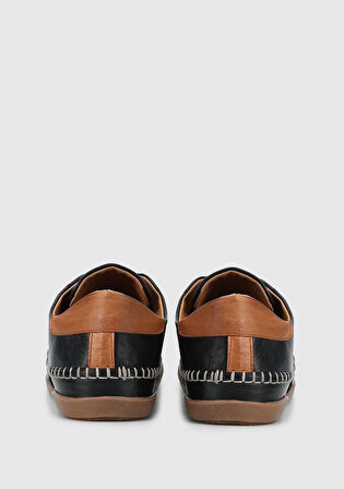 Siyah Deri Kadın Ayakkabı