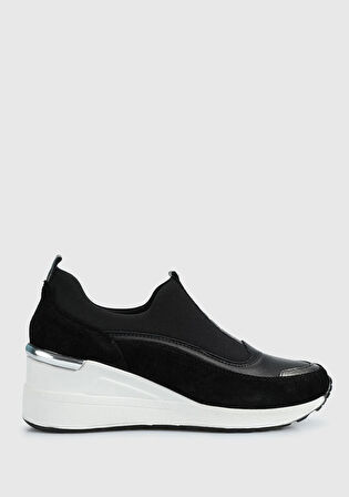 Siyah Deri Kadın Sneaker