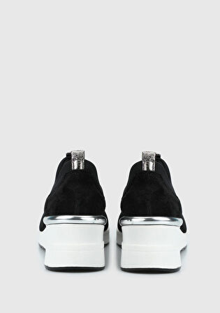 Siyah Deri Kadın Sneaker