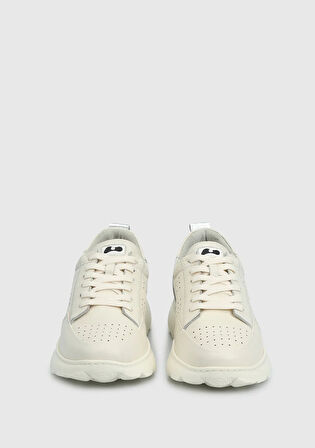 Ekru Deri Kadın Ayakkabı