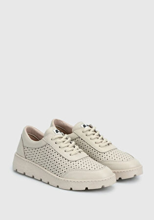 Bej Deri Kadın Ayakkabı