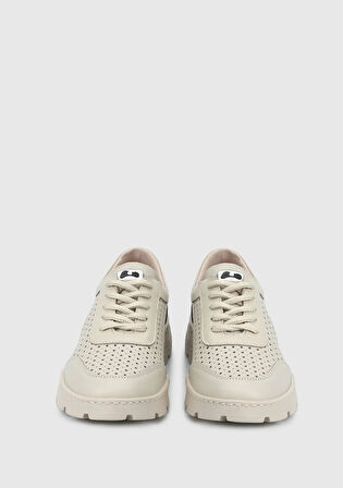 Bej Deri Kadın Ayakkabı