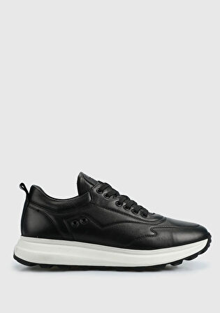 Siyah Deri Erkek Sneaker