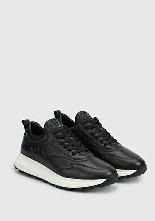 Siyah Deri Erkek Sneaker