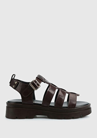 Kahve Kadın Düz Sandalet