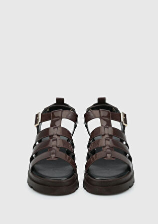 Kahve Kadın Düz Sandalet