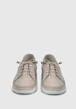 Bej Deri Kadın Ayakkabı