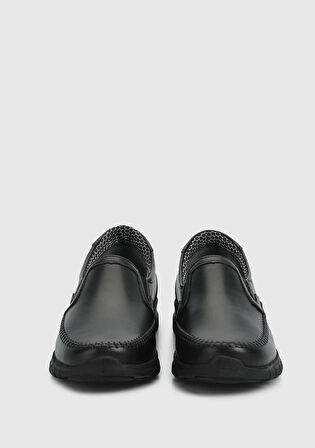 Siyah Deri Kadın Ayakkabı