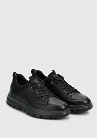 Siyah Deri Erkek Sneaker