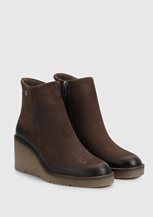 Kahve Deri Kadın Bootie
