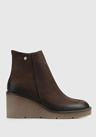 Kahve Deri Kadın Bootie