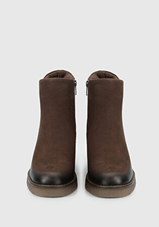 Kahve Deri Kadın Bootie