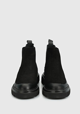 Siyah Deri Erkek Bot
