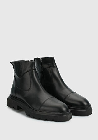 Siyah Deri Erkek Bot