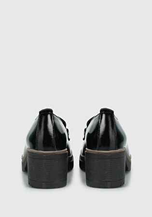 Siyah Deri Kadın Ayakkabı
