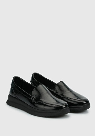 Siyah Deri Kadın Ayakkabı