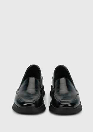 Siyah Deri Kadın Ayakkabı