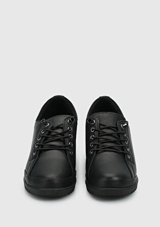 Siyah Deri Kadın Ayakkabı