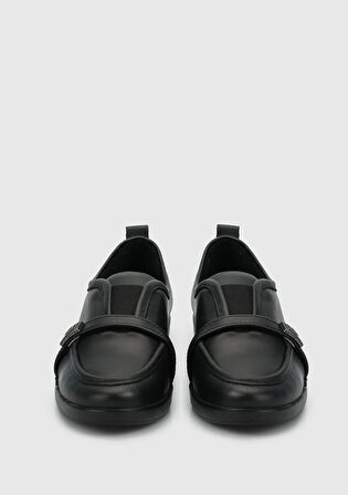 Siyah Deri Kadın Ayakkabı