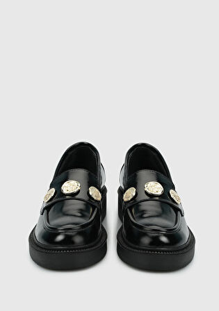 Siyah Deri Kadın Ayakkabı