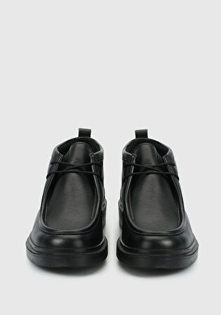 Siyah Deri Erkek Bot